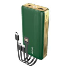 DUDAO K4Pro Power Bank 20000mAh 1x USB + kábel USB-C / Lightning / Micro USB, zelený