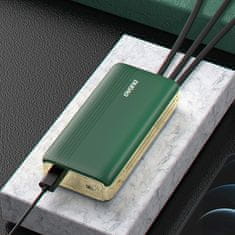 DUDAO K4Pro Power Bank 20000mAh 1x USB + kábel USB-C / Lightning / Micro USB, zelený