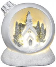 MAGIC HOME Vianočná guľa, LED teplá biela, polyresin, 2xAAA, interiér