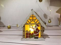 MAGIC HOME Santa v domčeku, LED, závesná, 9x3x10,4 cm