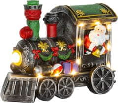 MAGIC HOME Vianočná lokomotíva so santom, LED, 3xAA, interiér