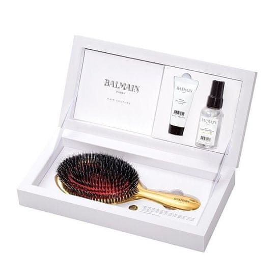 Balmain Set Golden Boar Hair Spa Brush kefa na vlasy + Travel Argan Elixir 20ml+ Travel Leave-In Conditioner 50ml