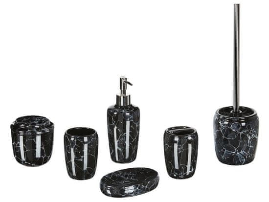 Beliani 6-dielna keramická súprava kúpeľňových doplnkov čierna PALMILLA