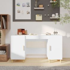 shumee Stôl lesklý biely 140x50x75 cm spracované drevo