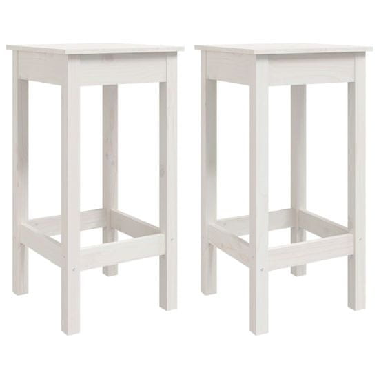 Vidaxl Barové stoličky 2 ks biele 40x40x78 cm borovicový masív