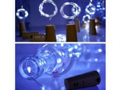 commshop Zátka s LED svetielkami do fľaše, 2m, studená biela