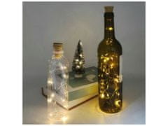 commshop Zátka s LED svetielkami do fľaše, 2m, teplá biela