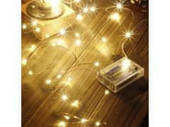 AUR Vianočné mikro reťaz na batérie, teplá biela, 2m, 20 LED