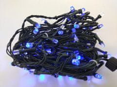 AUR Vonkajšia LED vianočná reťaz s veľkými šesťhrannými LED diódami, modrá, 10m, 100 LED