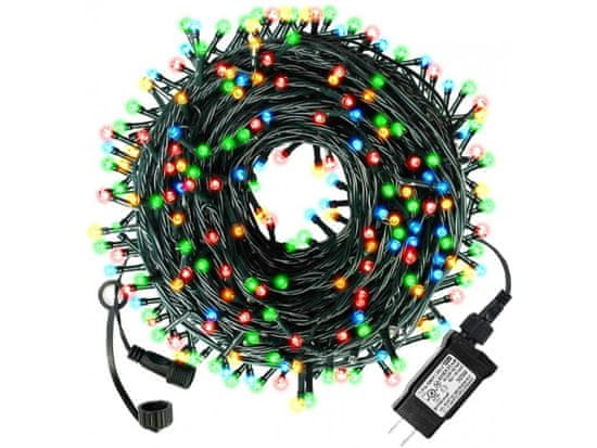 AUR Vonkajšia LED vianočná reťaz - rôznofarebná, 100m, 1000 LED