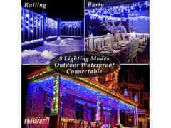 commshop Vonkajší LED vianočný záves - modrá, od 2,5m do 20m, stále svietiaca, časovač Dĺžka osvetliteľnej časti + dĺžka prívodného kábla a počet LED: 10m+5m, 310 LED