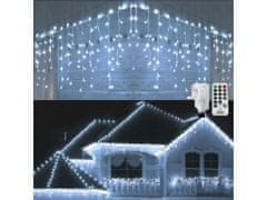 commshop Vonkajší LED vianočný záves - studená biela, počet LED: 60m+5m, 2500 LED, 8 programov, s diaľkovým ovládačom, bez časovača a funkcie pamäte