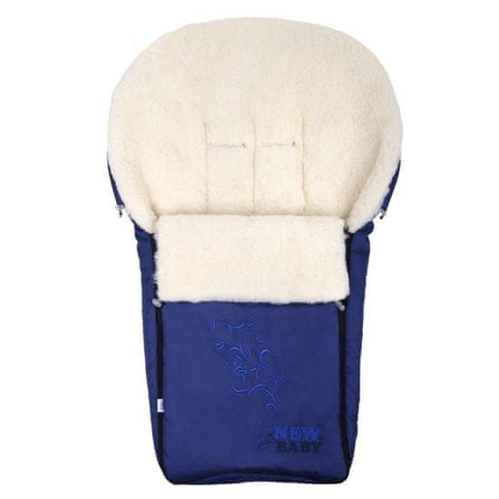 NEW BABY Luxusný fusak s ovčím rúnom tmavo modrý