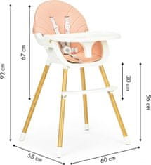 EcoToys Jedálenská stolička 2v1 Ružová