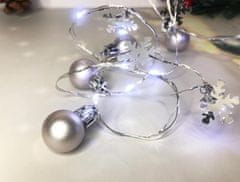 MAGIC HOME Reťaz Ball, 20 LED studená biela, s guľami a vločka