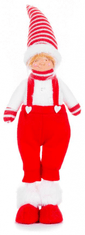 MAGIC HOME Chlapček v nohaviciach, látkový, červeno-biely, 17x13x48 cm