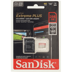 SanDisk Extreme PLUS microSDXC 256 GB + SD adaptér 200 MB/s a 140 MB/s A2 C10 V30 UHS-I U3