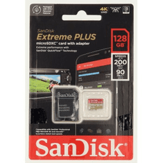 SanDisk Extreme PLUS microSDXC 128GB + SD adaptér 200MB/s a 90MB/s A2 C10 V30 UHS-I U3
