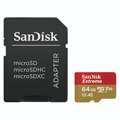 SanDisk Extreme microSDXC 64GB pre akčné kamery + SD adaptér 170MB/s a 80MB/s, A2 C10 V30 UHS-I U3