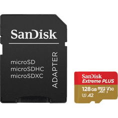 SanDisk Extreme PLUS microSDXC 128GB + SD adaptér 200MB/s a 90MB/s A2 C10 V30 UHS-I U3