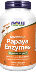 NOW Foods Papaya Enzymes, přírodní trávící enzymy, 360 pastilek - EXPIRACE 1/24