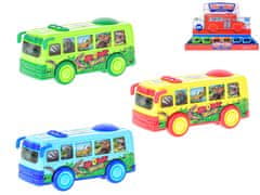 Autobus 12 cm na zotrvačník pohybujúce sa obrázky v oknách (zelená, žltá, modrá)