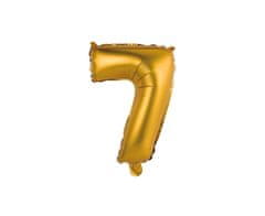 GoDan Fóliový balón číslo 7 malý - zlatá matná - 35 cm