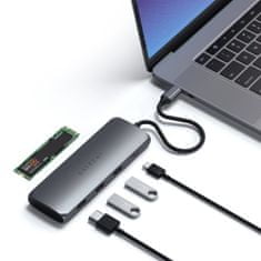 Satechi USB-C HYBRID MULTIPORT ADAPTER s priestorom pre externý disk SSD, tmavosivá