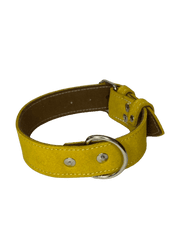 Palkar Obojok z velúrovej kože pre psov 55 cm x 30 mm žltá