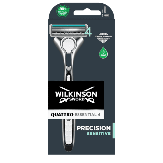Wilkinson Sword Quattro Essential Precision Sensitive 1-up holiaci strojček + 1 náhradná hlavica