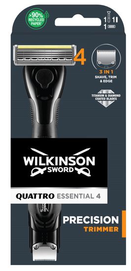 Wilkinson Sword Quattro Essential Precision Trimmer 1-up holiaci strojček + 1 náhradná hlavica