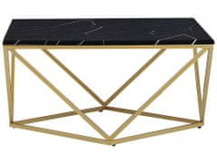 Beliani Konferenčný stolík s mramorovým vzhľadom čierna/zlatá MALIBU