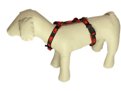 Palkar Klasický postroj pre psov 22 cm - 40 cm veľ. 1 čierno-červená s labkami