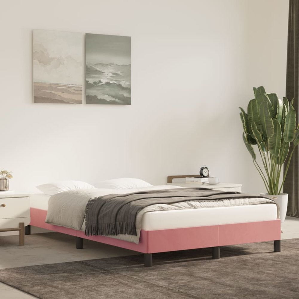 Vidaxl Rám postele ružový 120x200 cm zamat