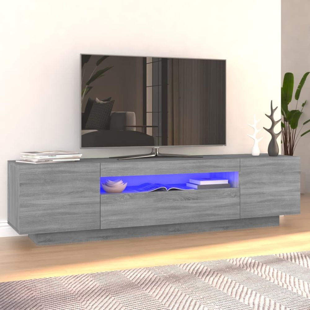 Vidaxl TV skrinka s LED svetlami sivá sonoma 160x35x40 cm