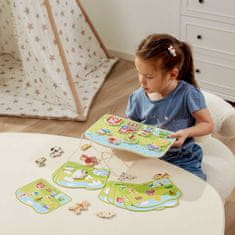 Viga Toys Montessori Zvieratká na farme Drevená šnurovacia hra