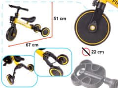 Aga Trike Fix Mini bežecká trojkolka 3v1 s pedálmi žltá