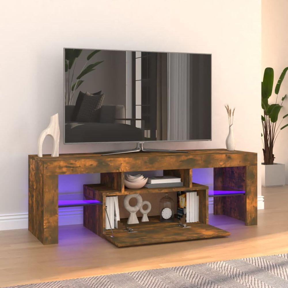 Vidaxl TV skrinka s LED svetlami dymový dub 120x35x40 cm