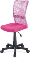 Autronic Kancelárska stolička, ružová mesh, plastový kríž, sieťovina motív KA-2325 PINK