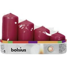 Bolsius Sviečky Bolsius Pillar Advent, Vianočná, bordové, 48 mm 60/80/100/120 mm, bal. 4 ks