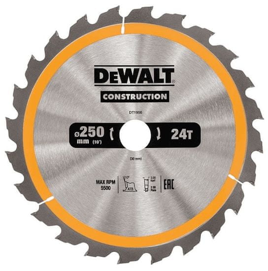 DeWalt Kotúčová píla na drevo 250/30 mm, 24 zubov