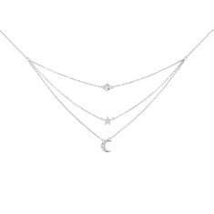 Preciosa Trojitý strieborný náhrdelník s kubickou zirkóniou Moon Star 5362 00