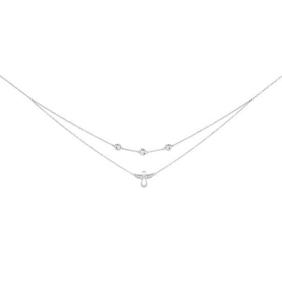 Preciosa Dvojitý strieborný náhrdelník s kubickou zirkóniou Guardian Angel 5365 00