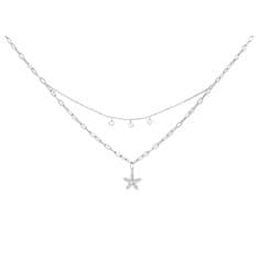 Preciosa Dvojitý strieborný náhrdelník s kubickou zirkóniou Glow 5366 00