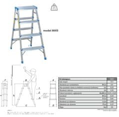 Hliníkový obojstranný rebrík 90 cm 3 stupne + plošina