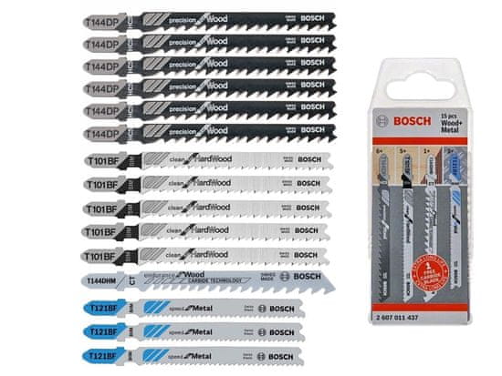 Bosch Sada t-čepeľových nožov na drevo a kov 15 ks.