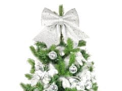 LAALU Ozdobený umelý vianočný stromček STRIEBORNÉ ŠŤASTIE 60 cm s LED OSVETLENÍM V KVETINÁČI