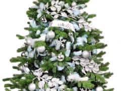 LAALU Sada vianočných ozdôb 131 ks v luxusnom boxe NEBESKÉ STRIEBRO na vianočné stromčeky 240-270 cm