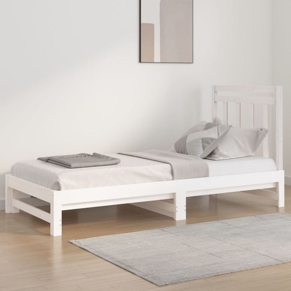 Petromila vidaXL Rozkladacia denná posteľ biela 2x(90x200) cm borovicový masív