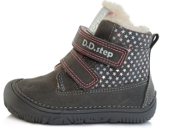 D-D-step dievčenská zimná kožená členková barefoot obuv W073-29B